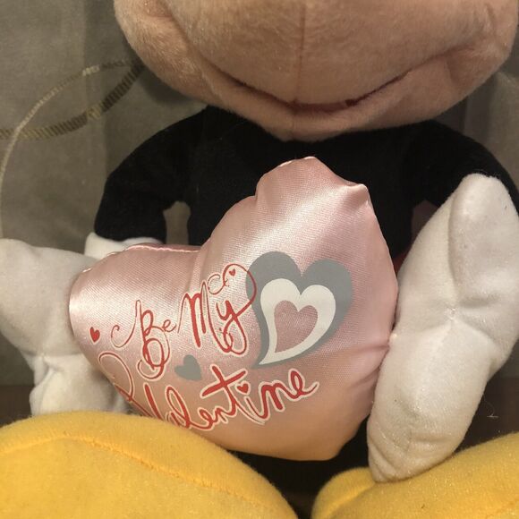 Disney Mickey Mouse Be My Valentine Plush Pink Heart Stuffed Animal Just Play - Picture 4 of 10